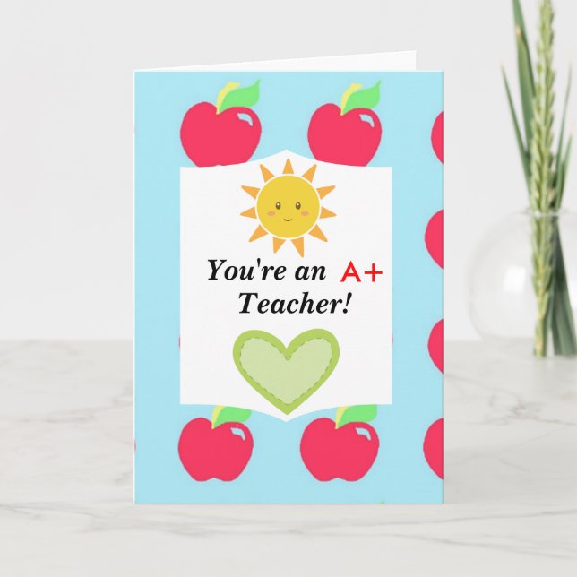 Teacher card with apple (Front)