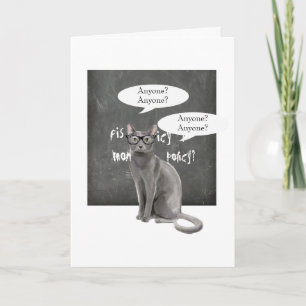 Teacher Cat with Chalkboard Folded Greeting Card