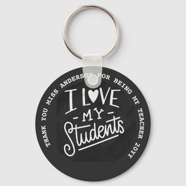 TEACHER CHALKBOARD LOVE Personalized Gift Under $4 Keychain (Front)