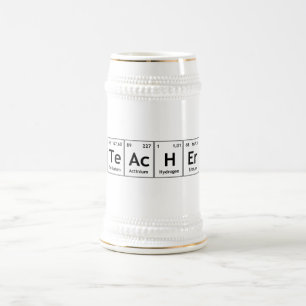 TeAcHEr Chemistry Periodic Table Element Symbols Beer Stein