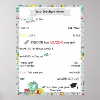 Teacher Chocolate Board, Candy Poster Message gift