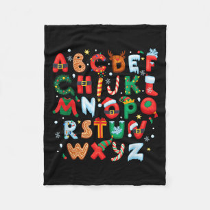 Teacher Christmas Alphabet Back To School Holiday Fleece Blanket