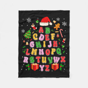 Teacher Christmas Alphabet Back To School Holiday  Fleece Blanket