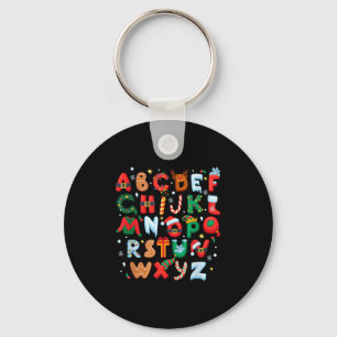 Teacher Christmas Alphabet Back To School Holiday Keychain