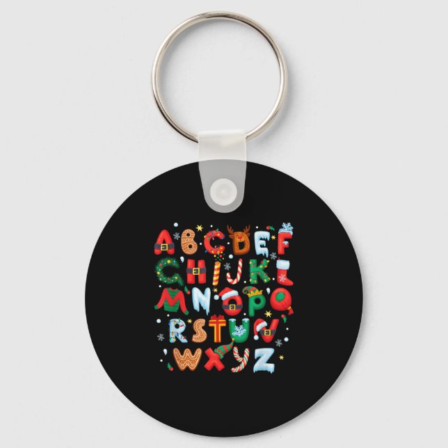 Teacher Christmas Alphabet Back To School Holiday  Keychain (Front)