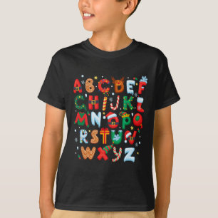 Teacher Christmas Alphabet Back To School Holiday T-Shirt