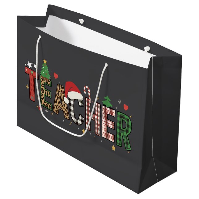 Teacher Christmas Alphabet Teachers Gift Student  Large Gift Bag (Front Angled)