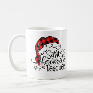 Teacher Christmas Buffalo Plaid Santa's Favourite Coffee Mug