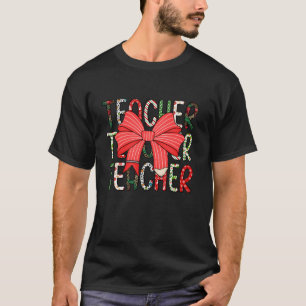 Teacher Christmas Coquette Bow Elementary School T T-Shirt