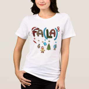 Teacher Christmas Fa La La School Educational Fun Tri-Blend Shirt