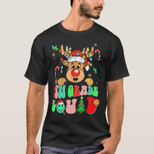 Teacher Christmas Funny 4th Grade Squad Reindeer G T-Shirt