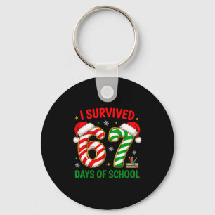Teacher Christmas Funny Meme I Survived 67 Days Of Keychain