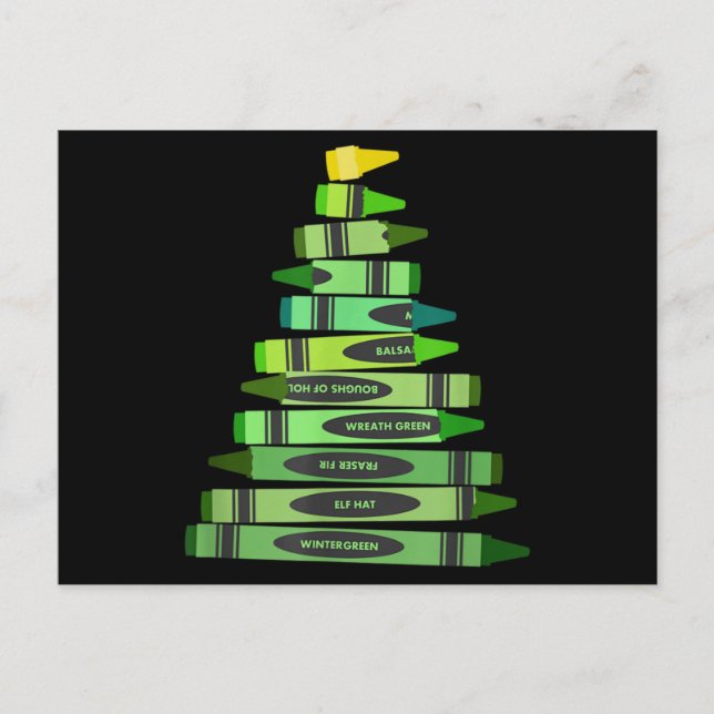 Teacher Christmas Gif Crayon Tree Postcard (Front)