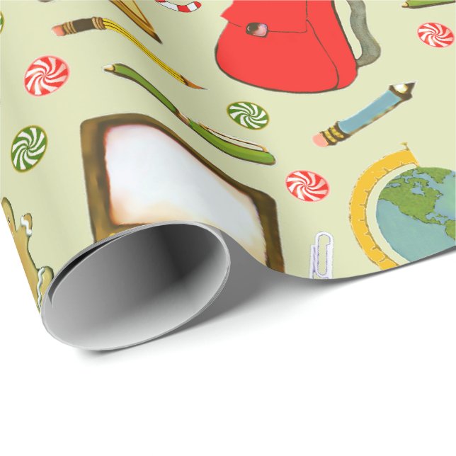 Teacher Christmas Holiday Gift Wrapping Paper (Roll Corner)