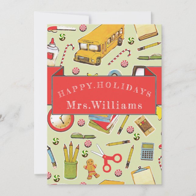 Teacher Christmas Holiday Thank You Card (Front)