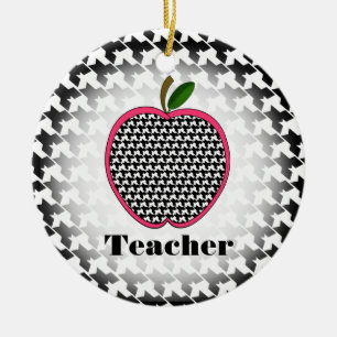 Teacher Christmas Ornament - Houndstooth Apple