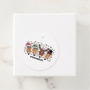 Teacher Christmas Pencils Teacher Life Merry Xmas  Favour Tags