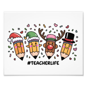 Teacher Christmas Pencils Teacher Life Merry Xmas Photo Print