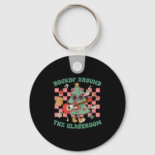 Teacher Christmas Rockin' Around The Clroom Men Wo Keychain
