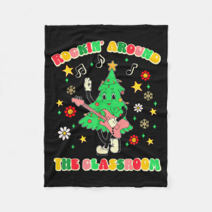 Teacher Christmas Shirts Pajama Matching Rockin' A Fleece Blanket