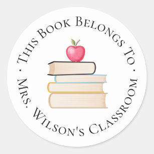 Teacher Classroom Bookplate Classic Round Sticker