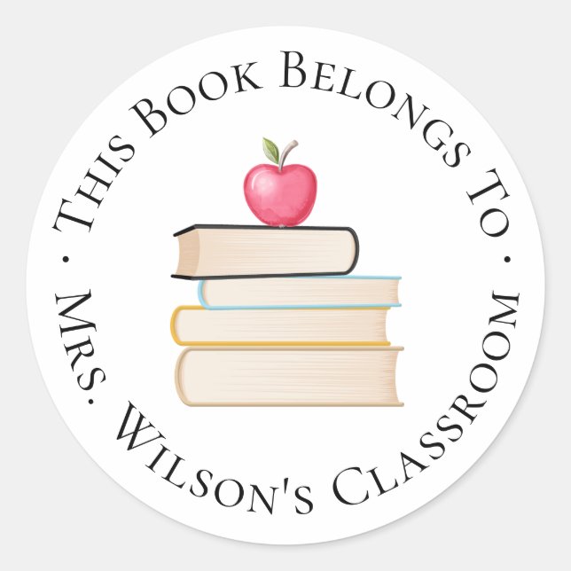 Teacher Classroom Bookplate Classic Round Sticker (Front)