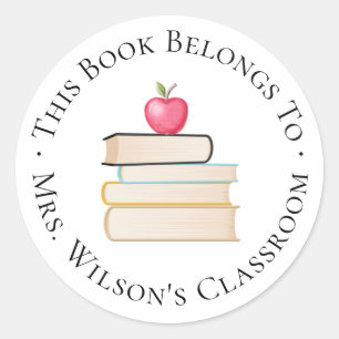 Teacher Classroom Bookplate Classic Round Sticker