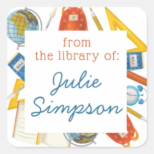 Teacher Classroom Bookplate Square Sticker