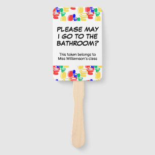 Teacher Classroom Management BATHROOM PASS REQUEST Hand Fan