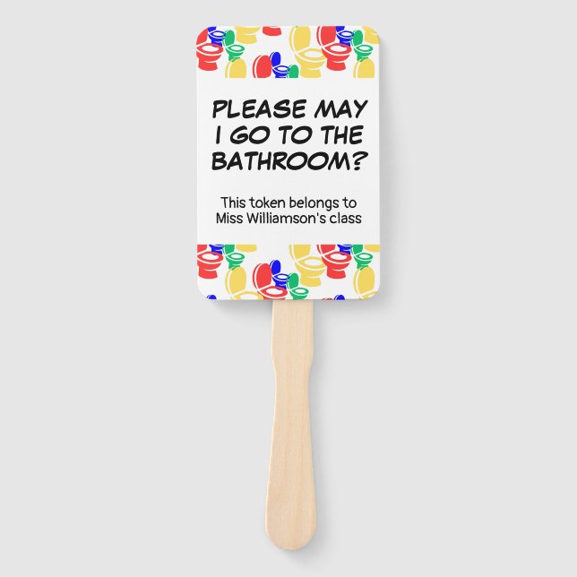 Teacher Classroom Management BATHROOM PASS REQUEST Hand Fan (Front)