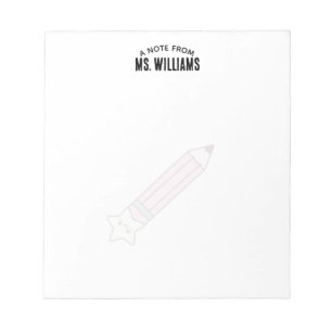 Teacher Classroom Pencil Custom Name Notepad