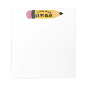 Teacher Classroom Pencil Custom Name Notepad