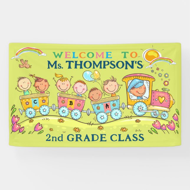 Teacher Classroom Welcome Sign School Train Banner (Horizontal)