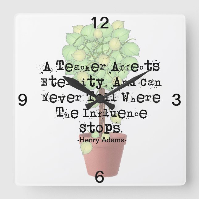 Teacher Clock Henry Adams Quote (Front)