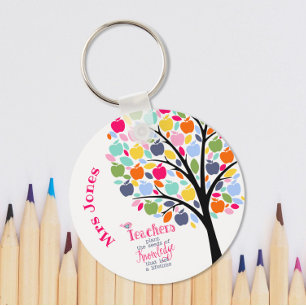 Teacher Colourful apple  Tree thank you gift Keychain