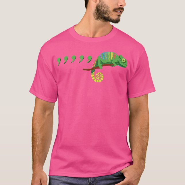 Teacher Comma Chameleon Funny T-Shirt (Front)