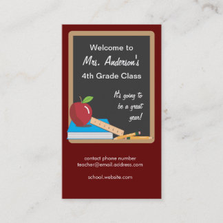 Teacher Contact Card on a Blackboard