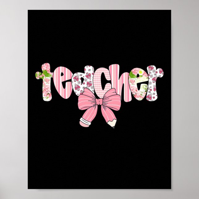 Teacher Coquette Bow Back To School First Day Of S Poster (Front)