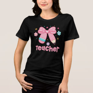 Teacher, Coquette Pencil Bow Tri-Blend Shirt