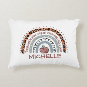 Teacher Core Values Rainbow Accent Pillow