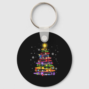 Teacher Crayon Christmas Tree Lights Student Schoo Keychain
