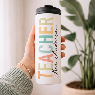 Teacher   Custom Colourful Teacher Name Graduation Thermal Tumbler