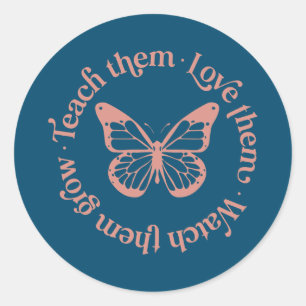Teacher Cute Buttefly Teach Them Love Them Watch Classic Round Sticker