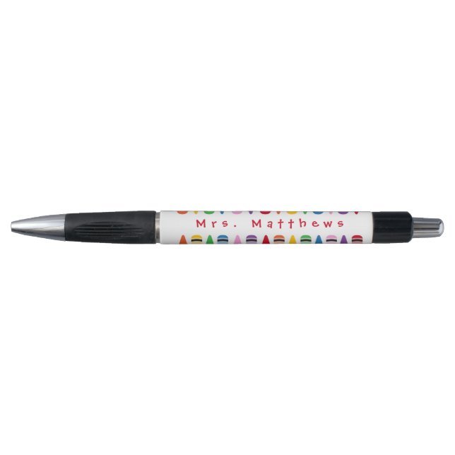 Teacher Cute Colour Crayon Monogram Gift  Pen (Front)
