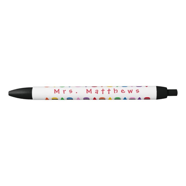 Teacher Cute Couleur Crayon Monogramme Stylo (Devant)