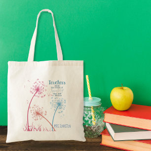 Teacher dandelion tree thank you gift tote bag
