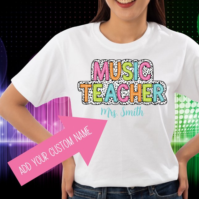 Teacher de musique Polka Dot Tshirt (Créateur téléchargé)