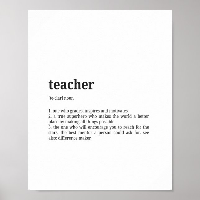 Teacher Definition Dictionary Wall Art (Front)