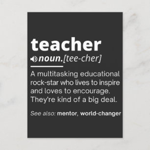 Teacher Definition - Funny Teaching School Teacher Holiday Postcard