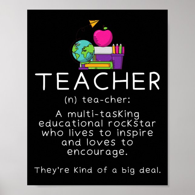 Teacher Definition - Funny Teaching School Teacher Poster (Front)